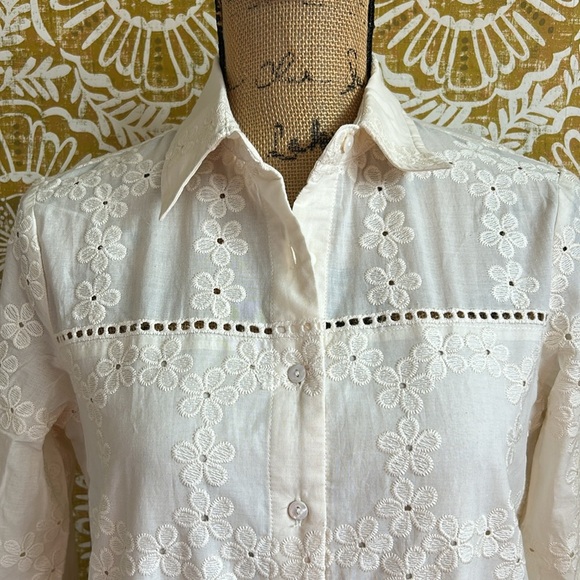 NWT Tuckernuck Pomander Place Ivory Eyelet Griffin Shirt Midi Dress Sz XS - Picture 4 of 14